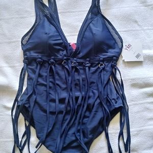 NWT Navy blue one-piece swimsuit. Size L (medium b